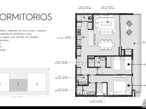 115m 2 dormitorios