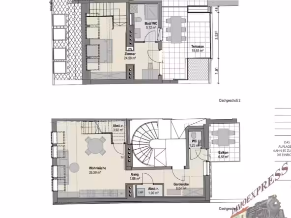 Grundriss DG 1 u. 2
